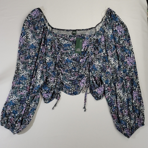 Wild Fable Floral Lightweight Top Sz 4X - Teal 331131446 - Picture 13 of 13